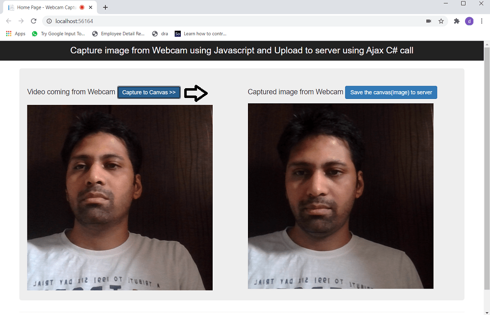 Capture Image From cam Video Using HTML5 Using JavaScript And Upload